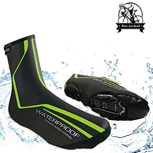 Cycling Shoe Covers Road Bike Shoes Toe Cover Zippered MTB Winter Cycling Shoes Covers for Outdoor Sports (Green, L)