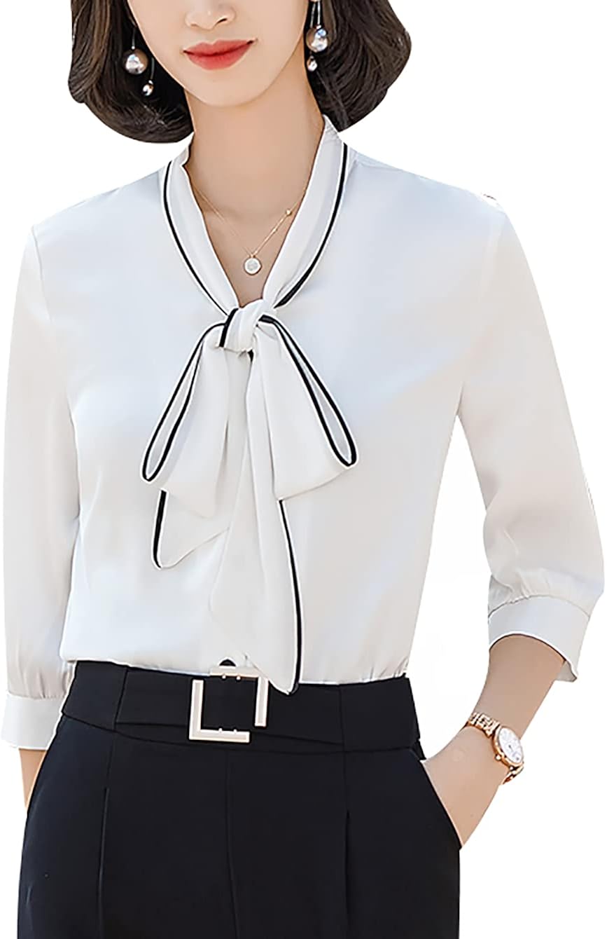 Women's Summer White Floral Print Blouse Button up Ladies Shirts Black Casual Tops at Amazon