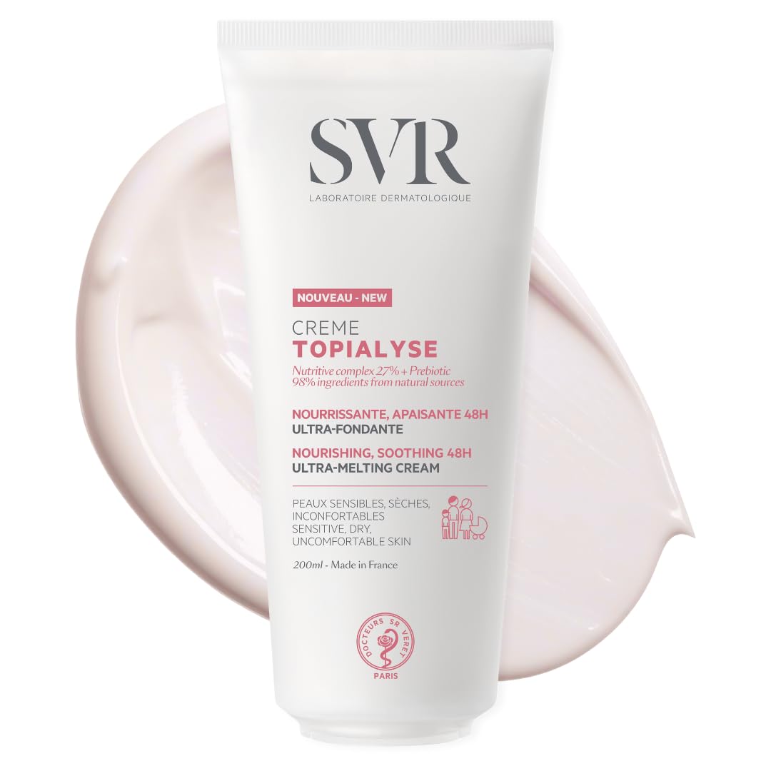 SVR TOPIALYSE Nourishing Face and Body Cream - 48hr Soothing Ultra-Melting Care for Dry Sensitive Skin, All Ages (200ml)