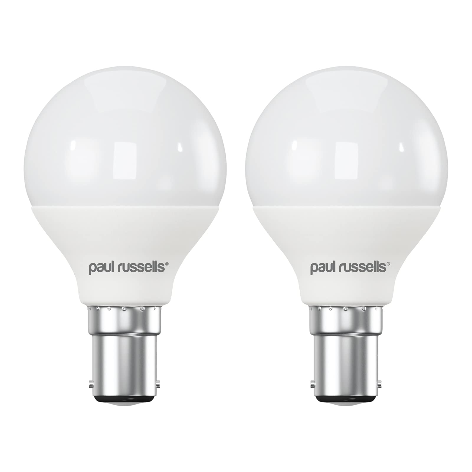 paul russells LED Golf Ball – Small Bayonet Fitting Dimmable Light, 5.5W B15 G45 LED Bulbs, 40w Equivalent, 2700K Warm White, Dimmer SBC Energy Saving Ceiling Lightsbulbs, 2 Pack