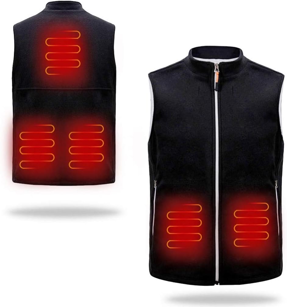 Daopwlkom Heated Vest, Heated Jacket Powered by USB Port, Lightweight Fleece Vest, 5 Heating Pads, 3-Gear Temp