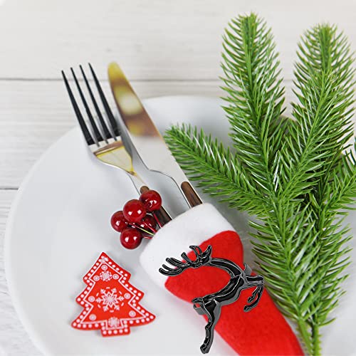 Napkin Rings Set of 4 Black Bulk for Wedding Party Holiday Thanksgiving Christmas Everyday Home Table Decoration Accessory Adornment