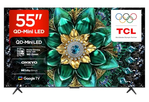 TCL 55Q6C 55" QD-Mini LED SMART TV, 4K HDR Premium 1000nits, con tecnologia Google TV (Dolby Vision IQ e Atmos, sistema audio Onkyo 2.1, Motion Clarity Pro a 144 Hz, Game Master)