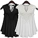 AMZ PLUS Plus Size Women Sexy Lace Blouses V-Neck Shirts Chiffon Sleeveless Top