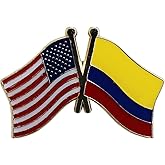 USA and Colombia Flag Die-struck Metal Friendship Lapel Pin with Butterfly Clasp Closure