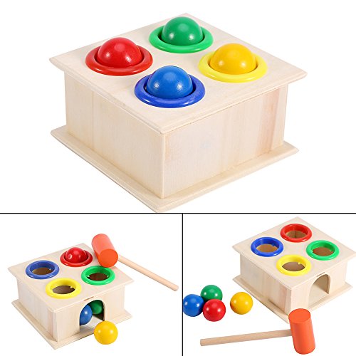 image for Zerone Punch and Drop, Kids Hammering Game Wooden Ball Hammer Box Todd