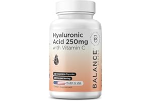 BALANCEBREENS Pure Hyaluronic Acid Supplement 250mg with Vitamin C 50mg, 120 Vegan Capsules - Skin Hydration for Natural Glow, Hair, Nails, Bone & Joint Health Formula