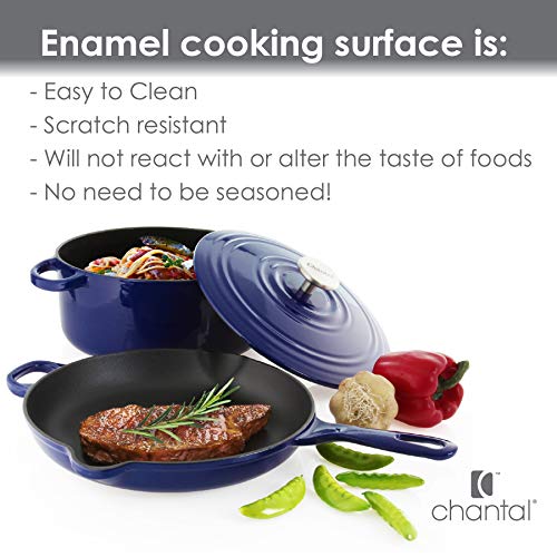 Chantal Enameled Cast Iron Cookware, 3 pc Set, Cobalt Blue Pricepulse
