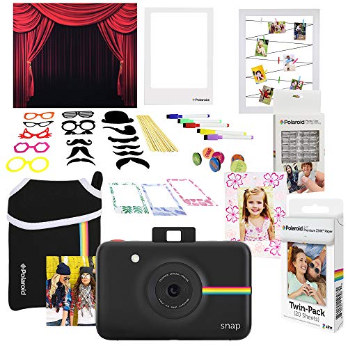 Polaroid Snap Instant Digital Camera (Black) Photo Booth Bundle with Neoprene Case