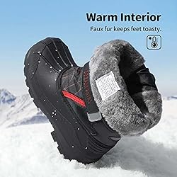 DREAM PAIRS Big Kid Kamick Black Red Mid Calf
