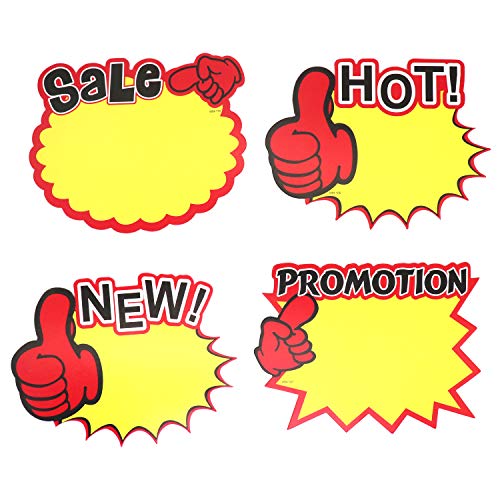 Omitfu 7 Inch x 5.5 Inch Starburst Sign Cards Price Burst Signs Retail Display Sales Tags Blank 40 Pcs Cards