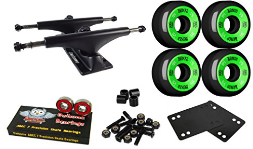 Owlsome 5.25 Matte Black Aluminum Skateboard Trucks Bones 54