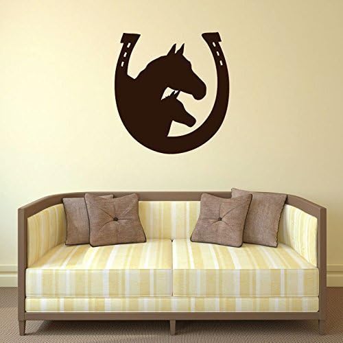 TAMOP Horseshoe Wall Decal Mare &amp; Foal In Horshoe With Image Vinyl Home Wall Decor