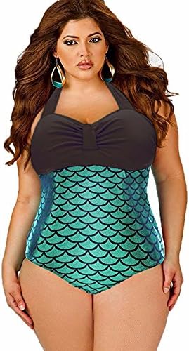 Also easy Chic Women's One Piece Swimsuit Glitter Mermaid Bikini Plus Size Bikini Sets Black 2XL-US18W
