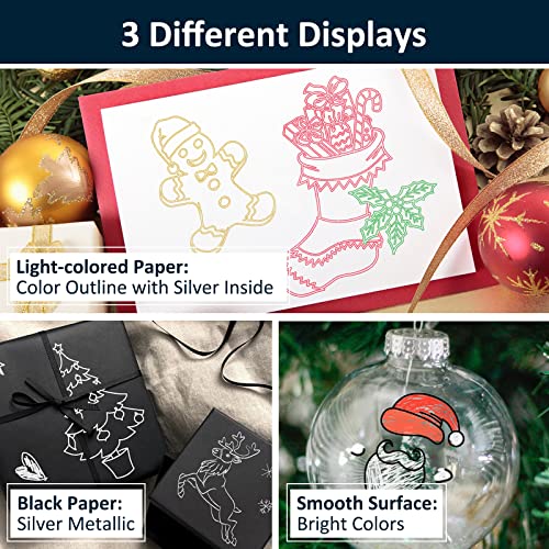 KERIFI Shimmer Markers Outline Pens, 12 Colors Double Line Self