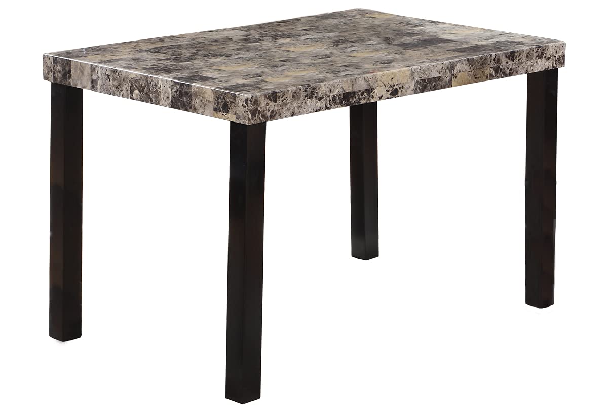 Best Master Furniture Britney Faux Marble Top Transitional Dining Table Only, Espresso Finish