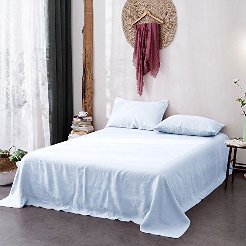 Lausonhouse 100% Pure French Linen Sheet Set,Luxurious Linen Bedding Set,Deep Pocket,4 Pieces - King