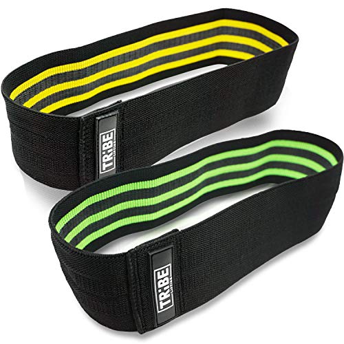 Tribe Lifting Resistance Hip Bands | Leg Band for Hip Work Out or Physical Therapy | Resistance Loops, Non-Slip Elastic Grippy Inner Layer | Men and Women | Black
