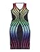 Ninimour Womens Sleeveless Stripe Print Slim Fit Package Hip Bodycon Dress