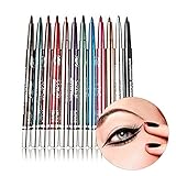 OR Pure 12 Colors Eyeliner Waterproof Lip Liner Eye Shadows Eyebrow Pen Non-staining Automatic Rotation Cosmetic Pencil Coloring Set Makeup Kit (12Color)