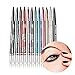 OR Pure 12 Colors Eyeliner Waterproof Lip Liner Eye Shadows Eyebrow Pen Non-staining Automatic Rotation Cosmetic Pencil Coloring Set Makeup Kit (12Color)