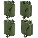 Clever Market Gas Fuel Tank Jerry Can Automotive Steel Green Emergency Tank Backup NATO Style Army Gasoline Jerry Cans Lot Military Tank 5 Galon 20L Set of 4