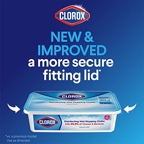 Clorox Disinfecting Wet Mopping Cloths, Rain Clean, 24 Wet Refills (Package May Vary)