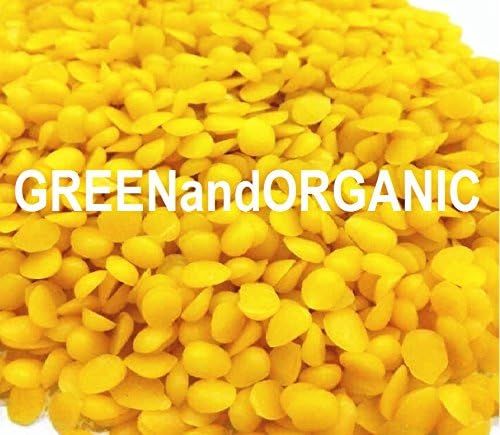 Original Authentic GreenandOrganic Brand 100% Natural Beeswax Pellets, Excellent Quality, Cosmetic Grade, Triple Filtered, Pure Bees Wax Pastilles, Yellow, DIY Skin Care, Candles 2 Lb Bag 32 oz