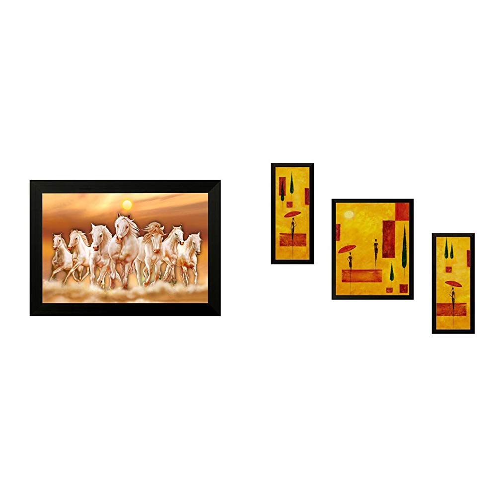 Buy SAF 'Seven Lucky Running Horses' Vastu Painting Framed Wall Art