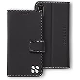 SafeSleeve Wallet Leather Case for iPhone X & Xs EMF Blocker for Cell Phone with 3 Card Holder & Adjustable Stand – Magnetic Closure, and Magnetic Folio Protection for Daily Use (Black)