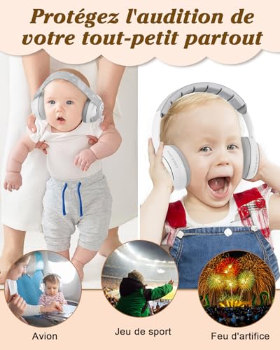 Lilian&Gema 2 in 1 Baby Noise Cancelling Headphones, Adjustable Anti-Noise Headphones for Children Under 48 Months, Owl Design, Sleep and Activities, Hearing Protection for Babies
