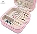 LELADY Travel Jewelry Box, Small Jewelry Box Mini Travel Jewelry Case Portable Faux Leather Jewelry Ring Boxes Holder for Women Girls (Pink)