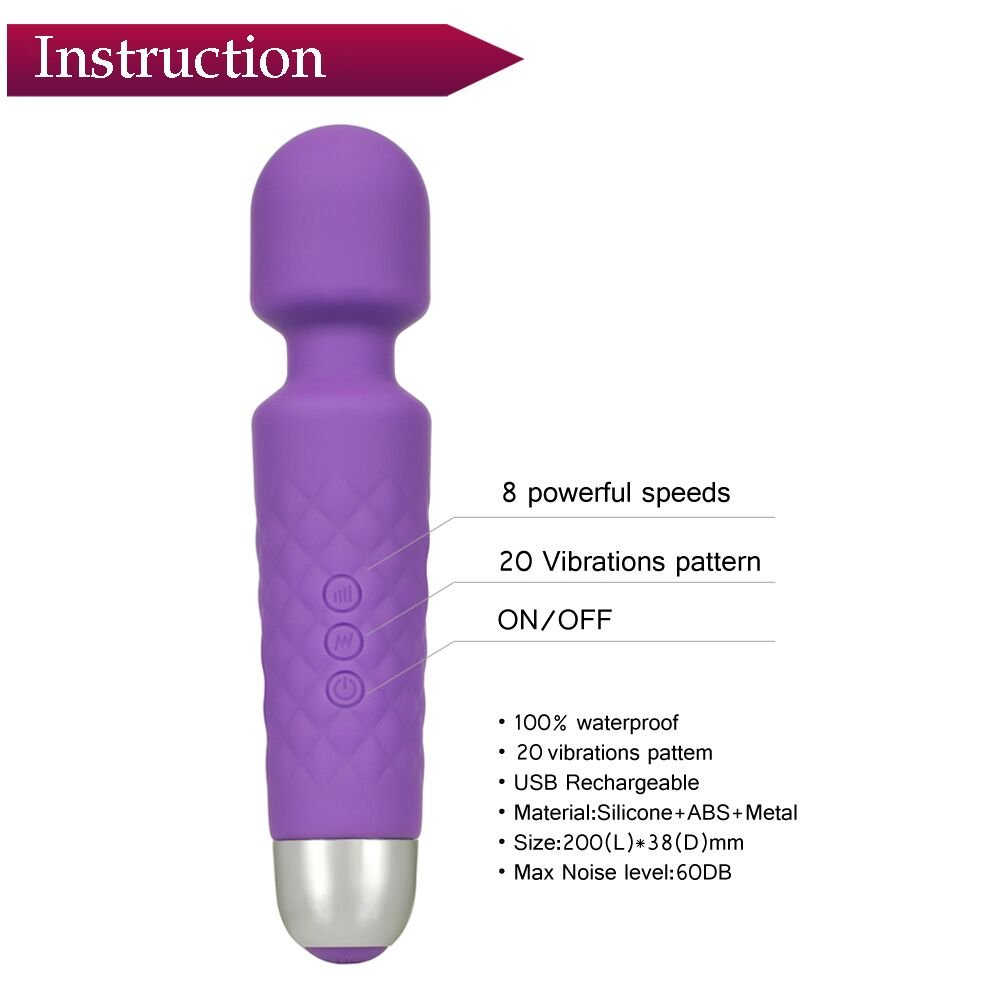 Clitoris Stimulator Clitoral Vibrator for Women,Mini 20 Vibration Patterns + 8 Speeds Rechargeable Powerful Wand Massager Adult Sex Toys,Wireless & Waterproof (Purple)