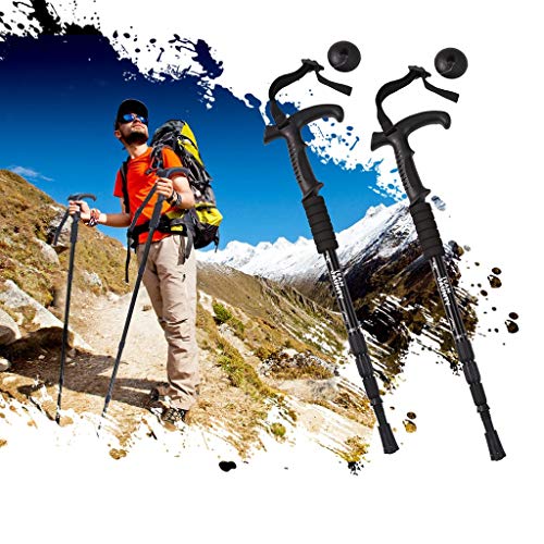 JinJin Trekking Poles - 2pcs Telescopic Adjustable Hiking or Walking Sticks Pole - Lightweight Quick Lock Walking or Hiking Stick Mountaineering (Black) - Thumbnail 5