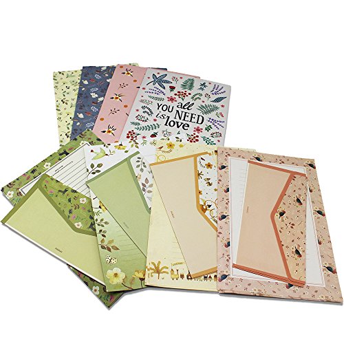 Hewnda 32 sweet floral writing paper letterhead with 16 envelopes writing stationery paper
