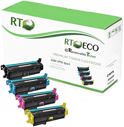 Renewable Toner Compatible High Yield Toner Cartridge Replacement for HP 508X CF360X CF361X CF362X CF363X Color Laser Printers E55040 M552 M553 M577 M856 (Pack of 4 Cyan Magenta Yellow Black)