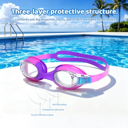 Starweh Taucherbrille Kinder, 2 Stück Schwimmbrille Kinder 3-14 Jahre, Anti-Beschlag Wasserdichte Kinder Schwimmbrille, Weiche Silikon-Schwimmbrille mit Tragbarer Tasche für Mädchen Junge
