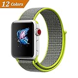 QIENGO Compatible with Apple Watch Band 42MM, Nylon Sport Loop Hook Loop Fastener Adjustable Closure Wrist Strap Replacment Band Compatible with iWatch Series 1/2/3, 42mm, Flash