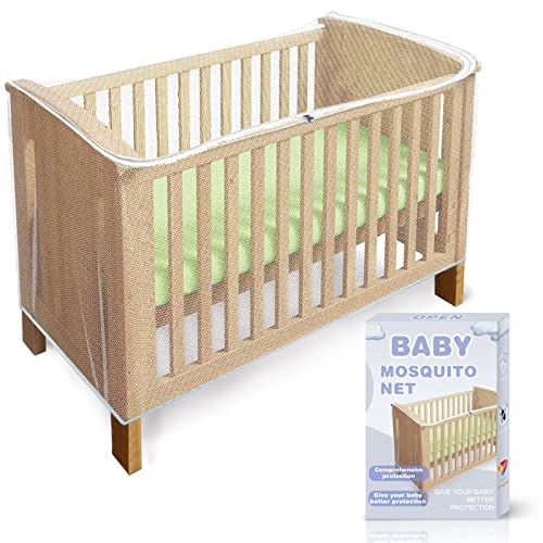 Crib Mosquito Net, Fine Mesh Anti-Insect Net with Zipper for Cots and Mini Cribs, Quick and Easy Access to Your Baby, Universal Size Fits Most Beds