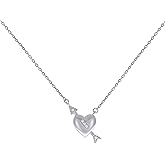 Jewels By Lux Sterling Silver Womens Cubic-Zirconia Cupid Heart Charm Necklace Size 16 Inches