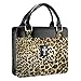 Safari Collection Leopard Print Vinyl Medium Black Bible Cover Purse