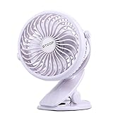 BTOOP Clip on Fan Battery Fan Portable Clip to Baby Stroller and Table with a 18650 Battery, Rechargeable, Quietness (White,5