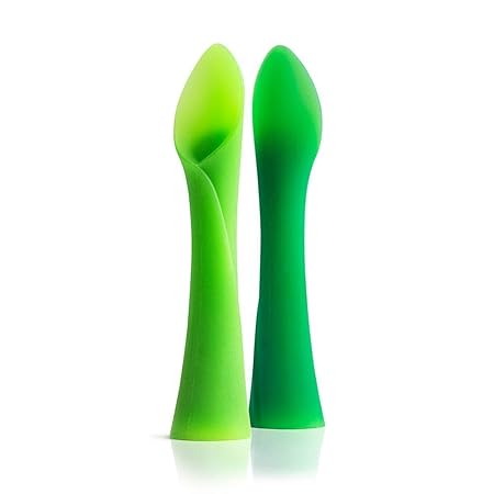 OlaSprout Baby Löffel (2er-Pack), flexible Esslernlöffel, Esslernbesteck, weiche, biegsame, flexible Kinder Löffel (Babylöffe