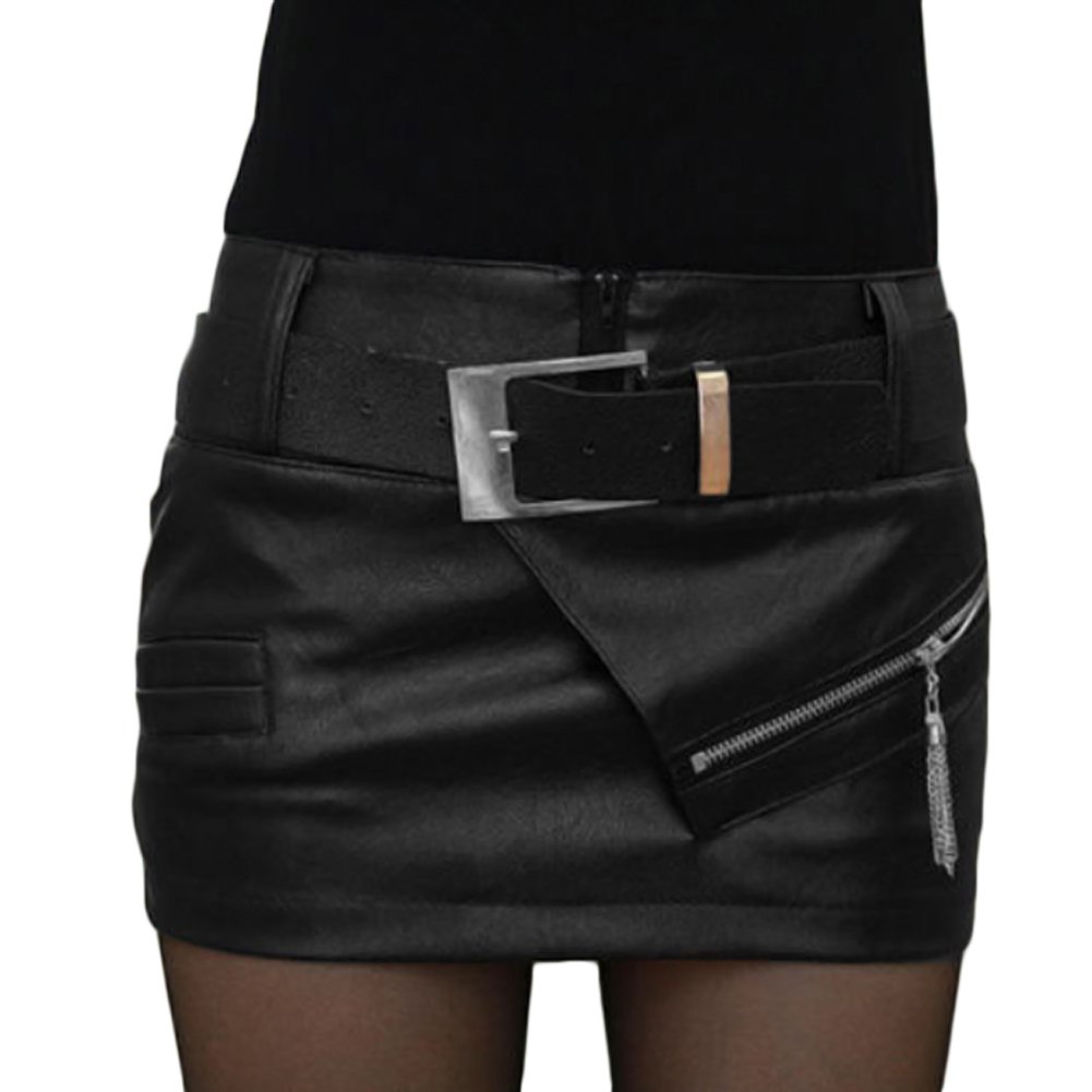Buy YING LAN Women's Faux Leather Zipper Mini Skirt Shorts Safety Pants