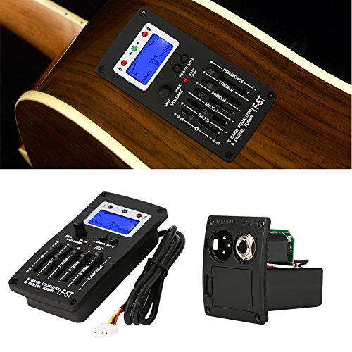 F-5T Guitar Preamp, 5Band Equalizer Guitar Preamp, Piezo Pickup LCD Tuner for Acoustic Classic Guitar