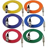 GLS Audio 6ft Patch Cable Cords - XLR Female to 1/4" TRS Color Cables - 6' Balanced Snake Cord - 6 Pack