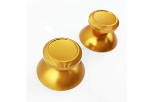 ROWSMAU 2PCs Replacement Rocker Metal Analog Joystick Thumbstick Mushroom Caps Repair for PS4 PS3 Xbox One 1 (Gold)