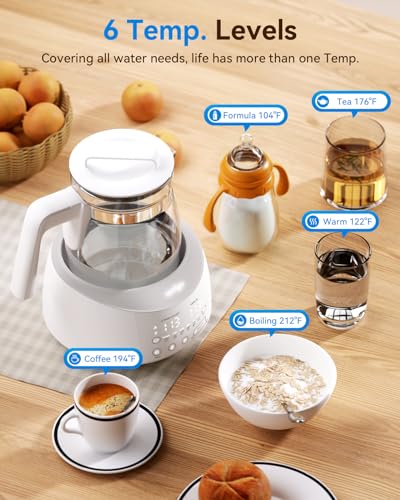 comfyer BK01 Bottle Warmer, Bottle Warmer with Night Light and Faster Cooling Fan, Instantly Water Warmer, Tea Kettle Electric with 6 Temperature Control Presets, Feed Baby More Easier and Healthier