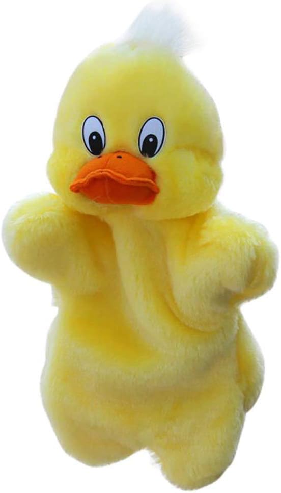 Lovely Baby Animal Plush Toy Kids Hand Puppets Childhood Soft Toy Duck Shape Story Pretend Playing Dolls Xmas Gift for Children Yellow