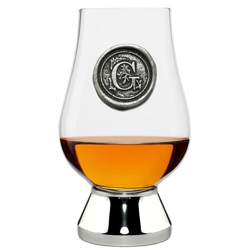 English Pewter Company Glencairn Personalised Whisky Glass with Monogram Initial - Unique Gifts for Men - with Your Choice of Initial 200ml [WGP207] (G)